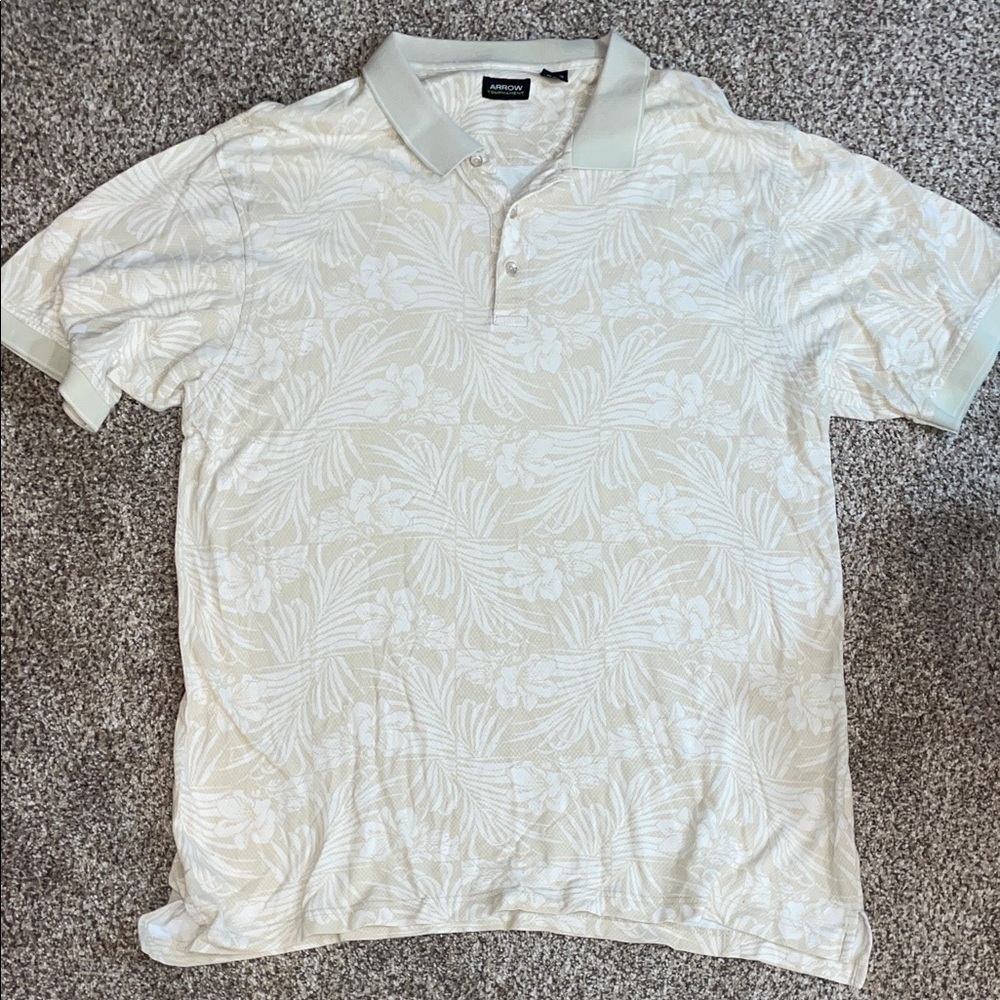 Arrow Men's Beige Floral-Print Polo